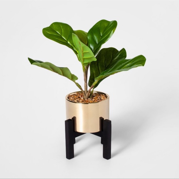 Other - Faux Plant in Gold Planter+Stand